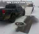 a truck snow angel
