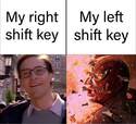 right vs left shift key