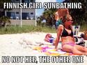 finnish girl sunbathing