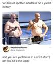 shirtless on a yacht